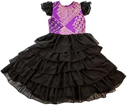Z By Ozi Girl's African Print Ankara Ruffle Dress Medium Purple