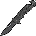 MTech USA MT-424 Series Folding Tactical Knife, Black Straight Edge Blade, 4-3/4-Inch Closed