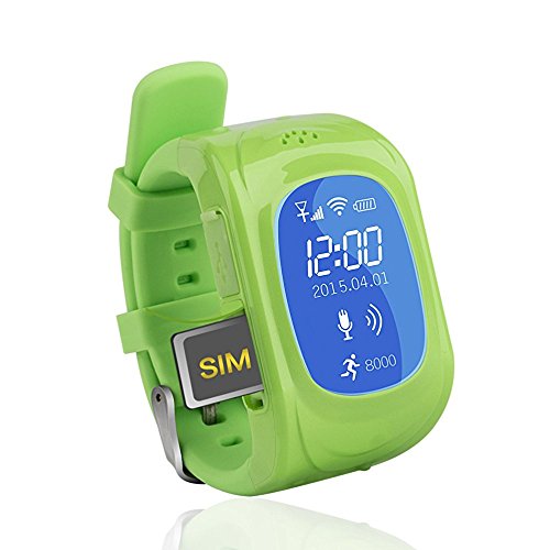 [CE RTTE approval] Corelink Kids tracking GPS Smart Watch Children Anti-lost Tracker Locator Watch for iPhone Android Smartphone (NW-11E Green)
