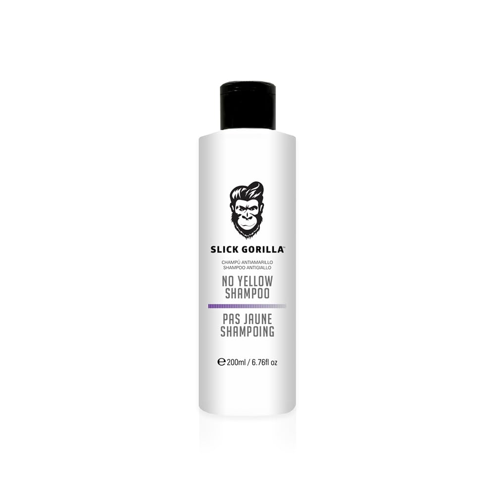 Slick Gorilla No Yellow Shampoo 200ml / 6.76 FL OZ, Purple Toner for Color-Treated Blonde, Silver, Gray Hair, Anti-Brass Brightening Formula to Fade Yellow Tones & Enhance Ash Blonde or White Shades