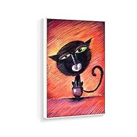 Framed Canvas Home Artwork Decoration Lovely Kitten Canvas Wall Art for Living Room, Bedroom - 16x24 inches
