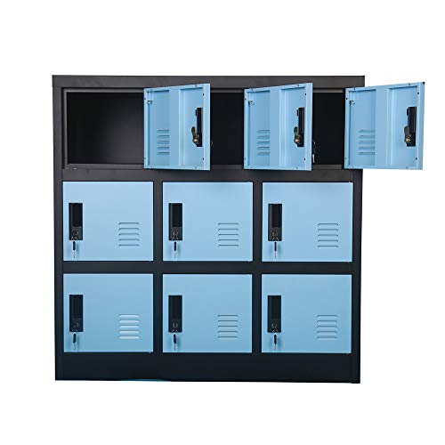 Small Office Storage Locker Cabinet Organizer for Employee,School Locker for Kids Mini Size (Blue, W9D)