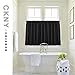 jinchan Kitchen Curtains 45 Inch Tier Curtains Waffle Woven Textured Cafe Curtains Half Window Curtain Set Rod Pocket Light Filtering for Bathroom Sink Laundry Room Basement RV 2 Panels Black