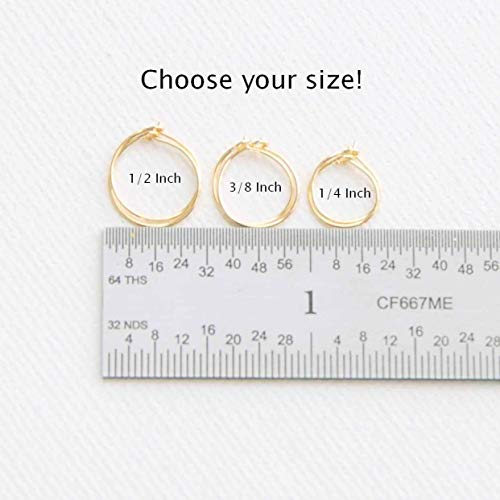 Small 14k Yellow Gold Fill Little Huggies 12mm, Thin 24 Gauge Handmade