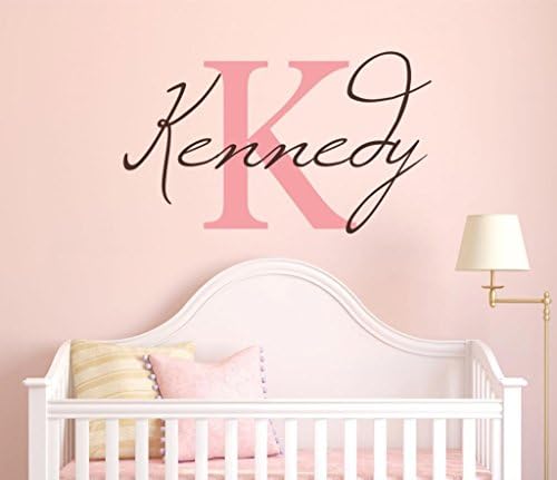 Girls Custom Name and Initial Wall Decal Sticker, 40" W by 23" H Girls Name Wall Decals, Wall Decor, Personalized, Girls Decor, Girls Nursery, Girls Bedroom, Plus Free White Hello Door Decal