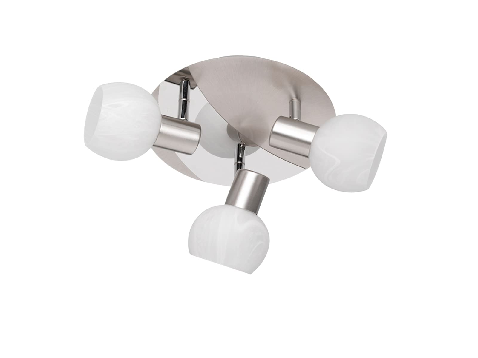 Reality Leuchten Spot, Metal/Glass Alabaster-Coloured White, E14, Rondelle 3-Bulb