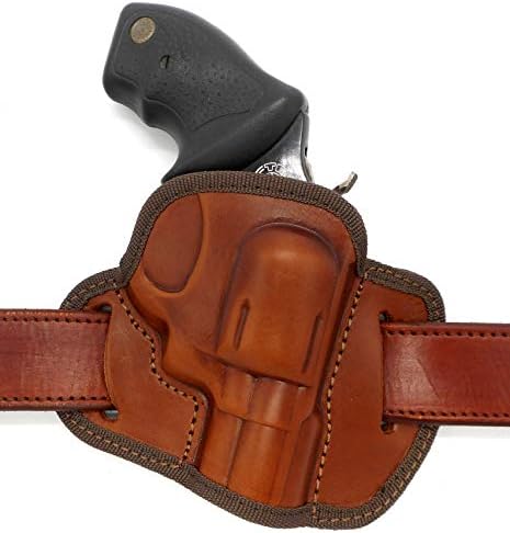 HOLSTERMART USAby CEBECI ARMS Brown Leather Open Top OWB Right Hand Belt Holster for Small 2" 22 38 Revolver: S&W J-Frame, Taurus 85 850 905, Rossi 35 88 351 352, Kimber K6s.