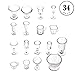 Dollhouse Accessories, 34pcs Doll Cups Micro Dollhouse Accessories Transparent Plastic Wine Glass Beer Mug Drinking Cup Teacup and Wine Glass Set Miniature Dollhouse Kitchen Accessories