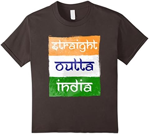 Kids Straight Outta India T-shirt Cool Indian Flag Vintage Tee 6 Asphalt
