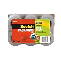 Scotch Sure Start Packaging Tape Refill Rolls, 6-Rolls, 1.5" Core, 1.88 Inches x 900 Inches (DP-1000RF6)