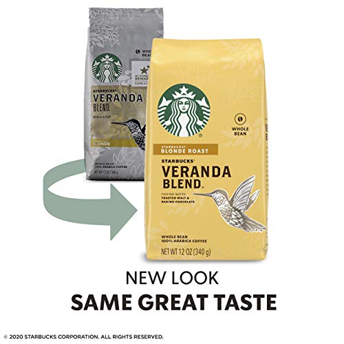 STARBUCKS BLONDE ROAST WHOLE BEAN COFFEE — VERANDA BLEND — 100% ARABICA — 1 BAG (12 OZ.)