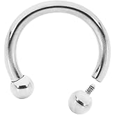 365 Sleepers 16G 14G 12G 10G Internally Threaded Surgical Steel 6mm - 12mm Circular Horseshoe Barbell Septum Lip Nose Ring Earring Body Piercing Jewelry