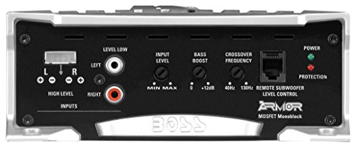 BOSS Audio AR2000M Armor 2000 Watt, 2/4 Ohm Stable Class A/B, Monoblock, Mosfet Car Amplifier with Remote Subwoofer Control