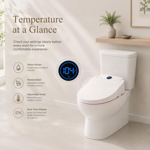 GAICOM Electric Bidet Toilet Seat, Heated Toilet Seat with Instant Warm Water, Warm Air Dryer, Side Panel Control, Self Cleaning Nozzle, Night Light, Soft Close Lid, Elongated White