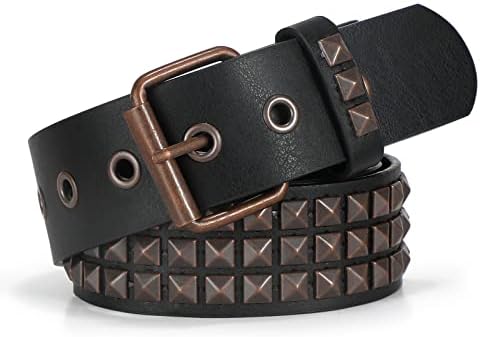 eYLun Double Grommet Leather Belt for Women Men Goth Studded  display picture 2