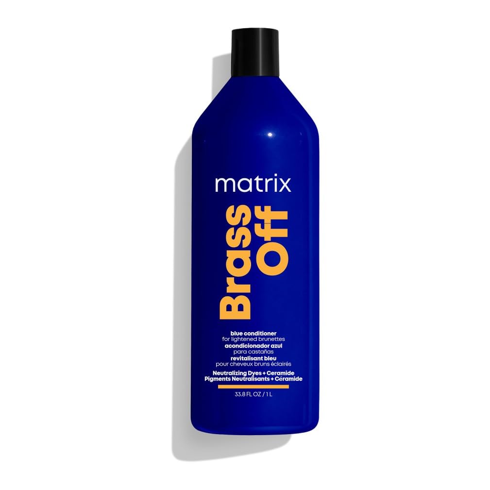 Matrix Brass Off Colour Protecting Blue Toning Conditioner, For Lightened Brown Hair, To Hydrate and Nourish, 1L