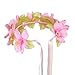 Valdler Plumeria Flower Headband Crown Garland Halo for Wedding Festivals (Pink)