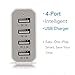 Mopower 36 Watt 7.2A Universal Portable USB Charger with Auto Detect Technology, 4-Port-White