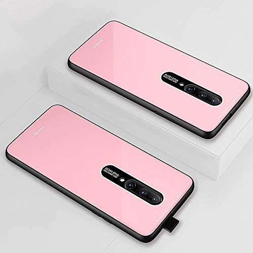 KSHOP Replacement for Case Oneplus 7 pro Cover 9H Tempered Glass Back Surrounded by Soft TPU Bumper Drop Protection - Pink