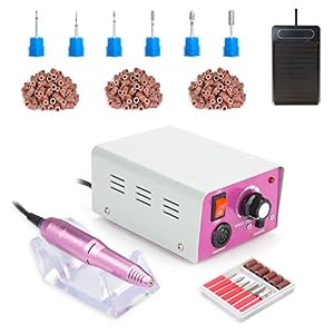 Image of 25,000 rpm Professional Electric Nail Drill File Kit, Finger Toe Nail Care Manicure Pedicure Equipment Set Low Noise and Vibration (Grey)