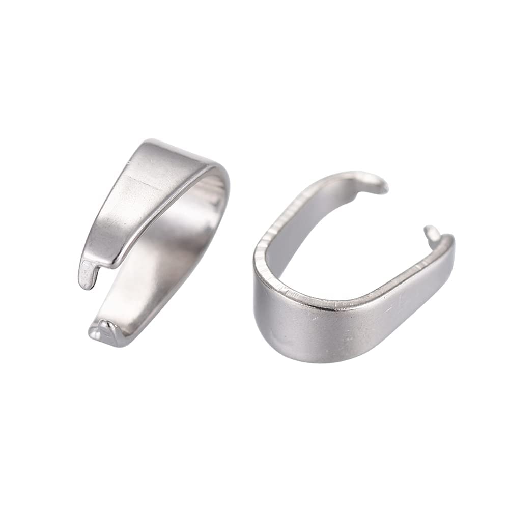 Airssory 100 Pcs 304 Stainless Steel Snap on Bails Dangle Pendant Charms Connectors Clasps Pinch Clip for Necklace Jewelry Making 7x6.5mm