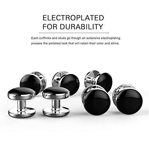 UHIBROS Mens Cufflinks Shirt Studs Set Tuxedo Shirt Cuff Links for Men Business Wedding 2 Cufflinks and 6 Studs