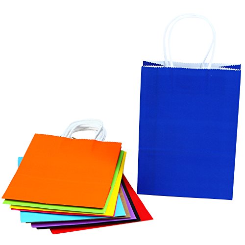 Coobey 20 Pieces Paper Party Bags Gift Bag Kraft Bag with Handle for Birthday, Tea Party, Wedding and Party Celebrations, Multicolour (Set D)