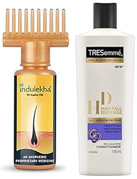 Indulekha Bhringa Hair Oil, 100ml & TRESemme Hair Fall Defense Conditioner, 190ml