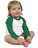 MONAG Long Sleeve Raglan Bodysuit 3-6M White/Kelly Green
