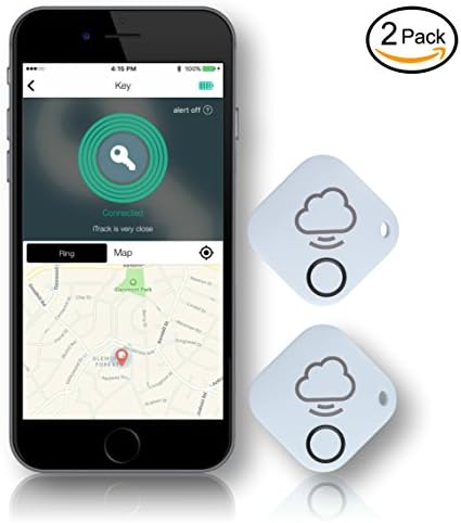 iTrack Key Finder, Phone, Pets. Any Item, Maps, Location, 2 Way Communication, selfie button -UPDATED VERSION (2- Pack White)