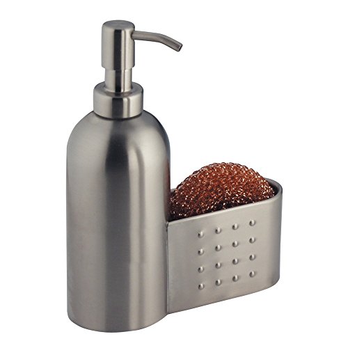 UPC 081492298700, InterDesign Forma Kitchen Countertop Stainless Steel Soap Dispenser Pump and Sponge &amp; Scrubby Caddy Organizer- Brushed