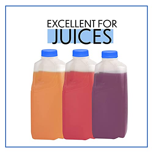 [6 PACK] Half Gallon Jugs With Caps 64oz Empty Milk Plastic Container