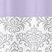 Sweet Jojo Designs Lavender, Gray and White Damask Print Elizabeth Girls Kids Bathroom Fabric Bath Shower Curtain