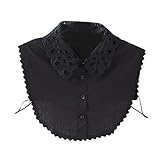 Sunward Women Girls Lace Embroidery Half Shirt Fake Collar Detachable Blouse Tie (Black)