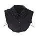 Sunward Women Girls Lace Embroidery Half Shirt Fake Collar Detachable Blouse Tie (Black)