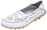 Serene Womens Leather Cowhide Hollow Out Casual Flat Driving Shoes Boat Loafers