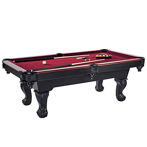 Lancaster Gaming Company 90 Inch Classic Design Pool Table w/ 2 Cues, Burgundy