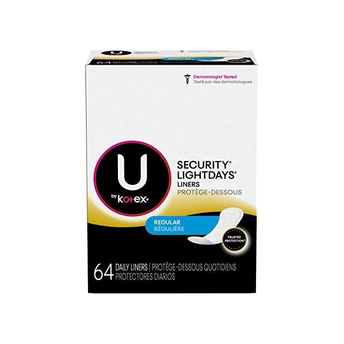 Kotex Natural Balance Lightdays Liners, Regular - 64 Ct - Pack of 3