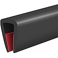 Rubber Edge Trim, Self-Adhesive Rubber Edge Trim, Edge Protector for 3/16" Glass and Flexiglass, EPDM Material, Fit 3/16"(5mm), Length 20Ft, Black Color, U Channel Edge Trim