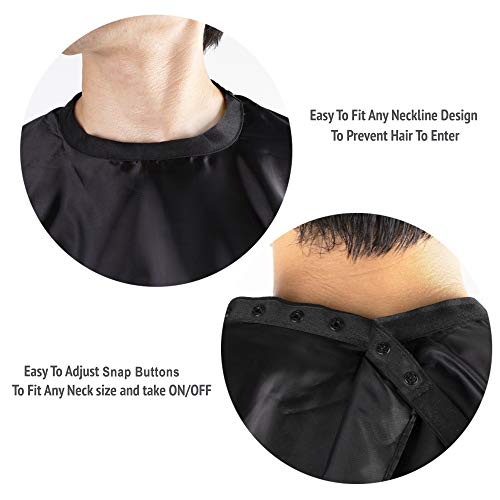 Delkinz Barber Cape Large Size with Adjustable Snap Closure waterproof Hair Cutting Salon Cape for men, women and kids- Perfect for Hairstylists - Black (Black - Pack of 1)