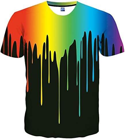 Kayolece Unisex 3D Rainbow Printed Short Sleeve Shirts M