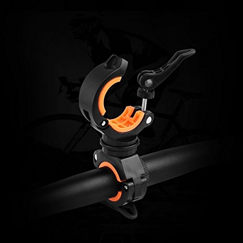 [2 Pack] Vonpri Flashlight Holder, Mount Bicycle Mounting Bracket Flashlight Holder Torch Clip 360º Rotation (Orange) - Thumbnail 3