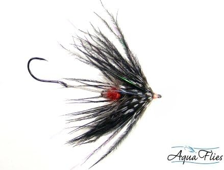 Aqua Flies - Black Fish Taco Steelhead Stinger Fly - Set of 4 Flies - Gamakatsu Hooks