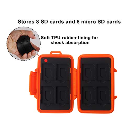 Skoloo SD Card Case Waterproof Memory Card Holder Micro Storage & Wallet for Card, Orange