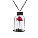 FM FM42 The Little Prince's Red Rose Flower Cylinder Glass Locket Pendant Necklace FN4085