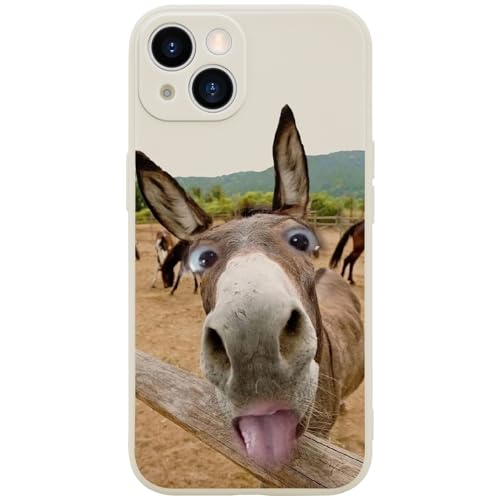 Wihytec Funny Donkey Phone Case for iPhone 14 Silly Donkey Case Cover Liquid Silicone Soft Gel Rubber Matt Phone Cover with Microfiber Lining Protective Cover