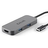 USB-C Adapter, GILIN Type-C Hub with 4K HDMI and 2USB 3.0 Ports (5Gbps Transfer Speed, Anodized Alloy, Compact, Lightweight), for Macbook Pro, Chromebook, Matebook and more USB C Devices – Space grey