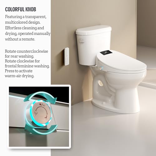WLJBIDET Bidet Toilet Seat with Remote Control, Electronic Heated Bidet Seat with Adjustable Warm Water and Pressure, Warm Air Drying, Display Screen, Night Light, Slow Closed Toilet Lid, Elongated