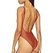 Dixperfect Women's Retro 80s/90s Inspired High Cut Low Back One Piece Swimwear Bathing Suits (Medium, Dark Orange)