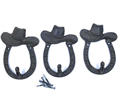 Rustic Cowboy Hat Wall Mount Hooks Set of 3